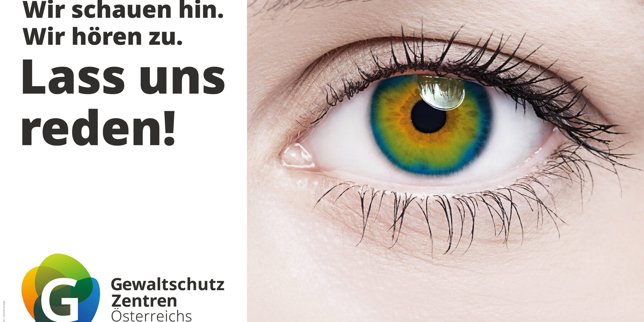 Das Bild zeigt ein Auge für mehr Sichtbarkeit der Gewaltschutzzentren
